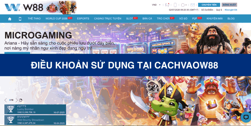 Điều khoản sử dụng CachvaoW88
