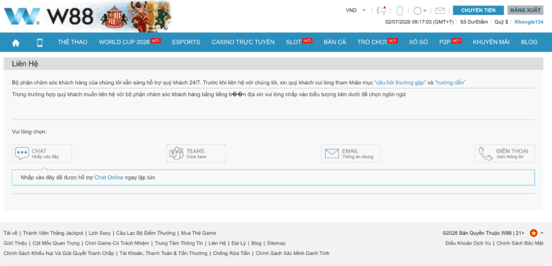liên hệ W88