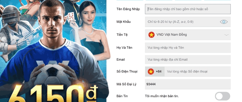 thông tin đăng ký W88